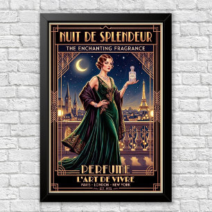 Affiche publicitaire vintage Art Déco pour parfum