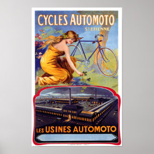 Affiche publicitaire Vintage Automoto Cycles 1914