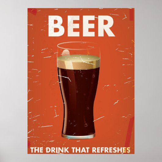 Affiche publicitaire vintage de bière. (Devant)