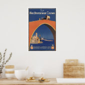 Affiche publicitaire vintage de croisière en Médit (Cuisine)