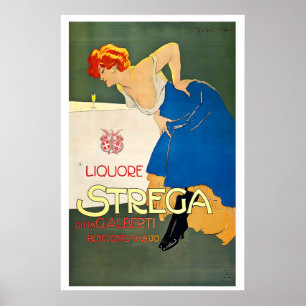 Affiche publicitaire vintage de la liqueur Strega