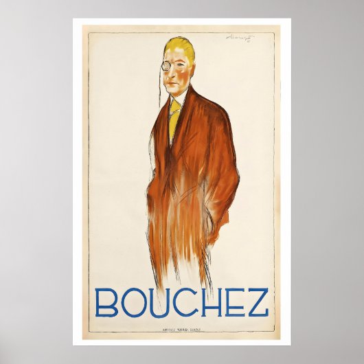 Affiche publicitaire vintage de mode masculine Bou (Devant)
