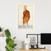 Affiche publicitaire vintage de mode masculine Bou (Bureau à domicile)