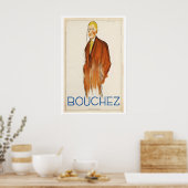 Affiche publicitaire vintage de mode masculine Bou (Cuisine)