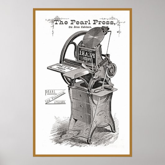 Affiche publicitaire vintage Pearl letterpress (Devant)