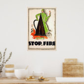 Affiche publicitaire vintage Stop Fire - Encadrée (Cuisine)