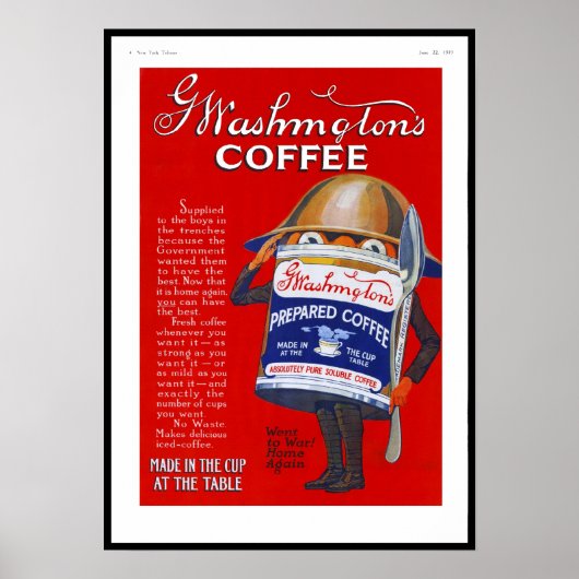 Affiche Publicité Vintage 1919 Café (Devant)