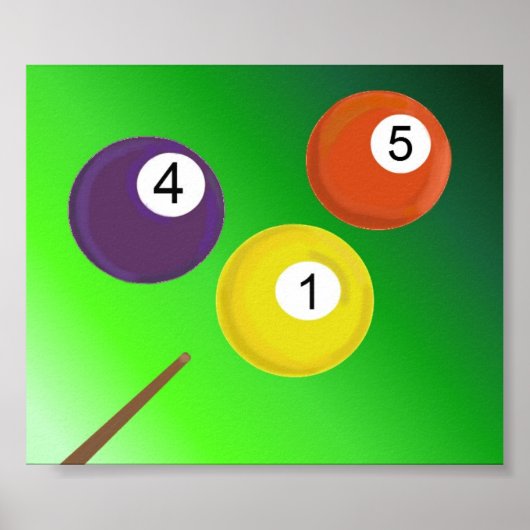 Affiche Queue de Billard et Billes de Billard (Devant)