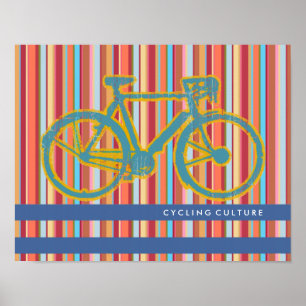 affiche rayée d'un vélo