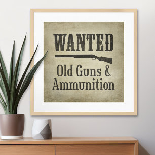 Affiche : Recherché - Vieux Fusils & Munitions