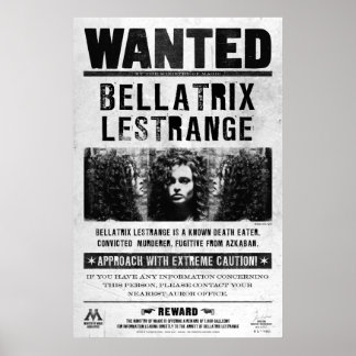 Affiche Recherchée de Bellatrix Lestrange