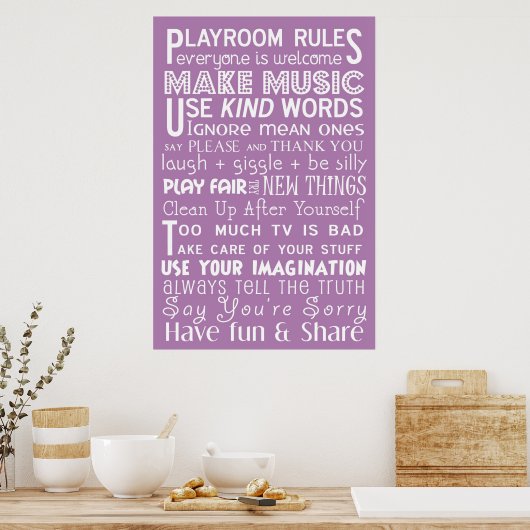 Affiche Règles de salle de jeu (Cuisine)