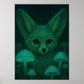 Affiche Renard Enchanté & Champignons Bioluminesce (Devant)