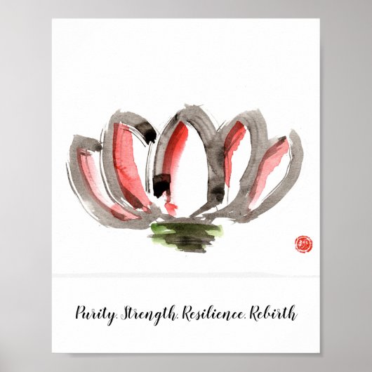 Affiche représentant un lotus stylisé (Devant)