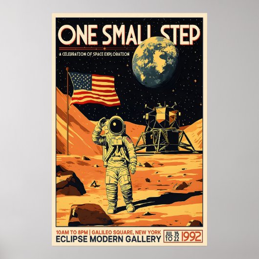 Affiche Rétro Apollo 11 Atterrissage sur la Lune E (Devant)