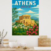 Affiche Rétro Athènes Grèce Parthénon – Vintage (Cuisine)