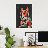 Affiche Rétro Basenji Astronaute, Impression Rétro (Bureau à domicile)