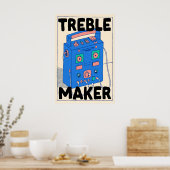 Affiche Rétro Boombox Treble Maker Musique Murale (Cuisine)