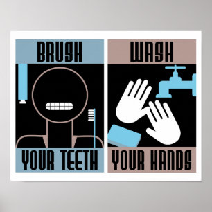 Affiche rétro Brossez-vous les Dents Lavez-vous le