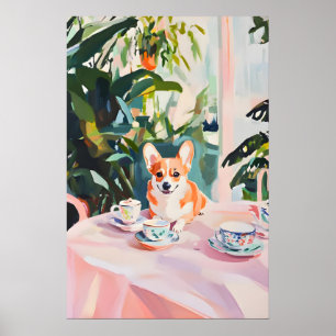 Affiche rétro Cardigan Welsh Corgi, huile de Corgi