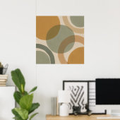 Affiche Rétro Cercles Sauge Moutarde (Bureau à domicile)