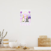 Affiche Rétro Coucher de Soleil Vaporwave avec Coc (Cuisine)