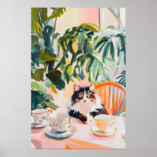 Affiche rétro de chat de forêt norvégienne, norvég