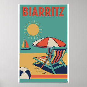 Affiche rétro de la station balnéaire de Biarritz