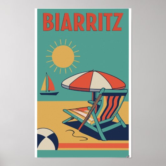 Affiche rétro de la station balnéaire de Biarritz (Devant)