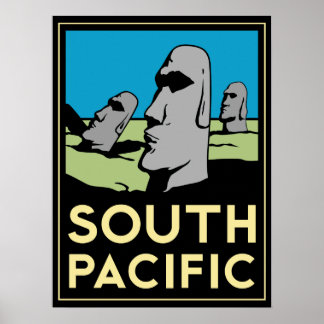 affiche rétro de l'île de pâques du sud