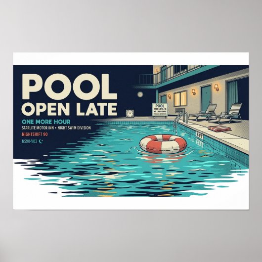 Affiche rétro de motel Pool Open Late NIGHTSHIFT 9 (Devant)