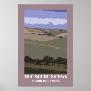 Affiche rétro de style South Downs des années 1920