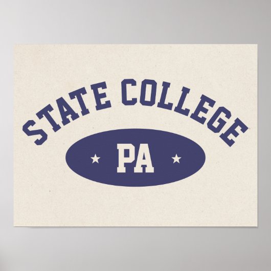 Affiche Rétro de Style Varsity pour State College, (Devant)