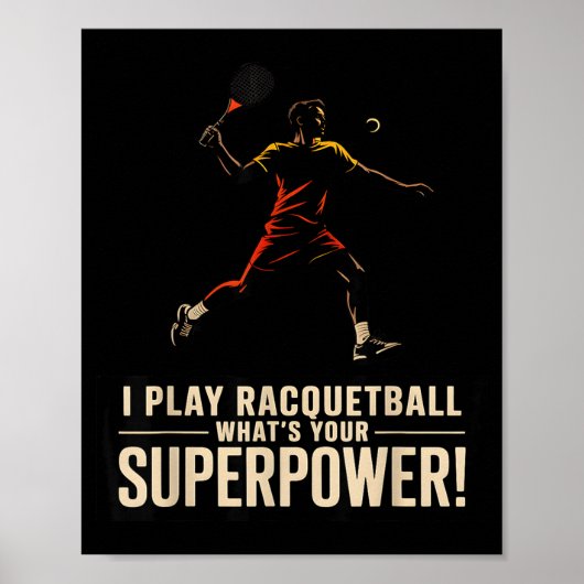 Affiche rétro de superpuissance de racquetball drô (Devant)