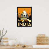 affiche rétro de taj mahal inde art déco (Cuisine)
