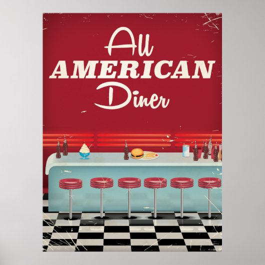 Affiche Rétro Diner Américain (Devant)