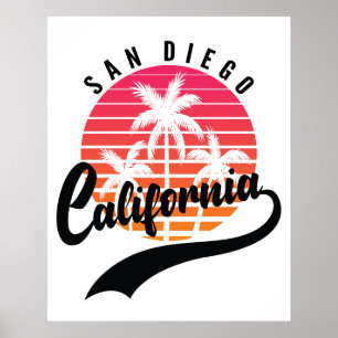 Affiche Rétro du Coucher de Soleil de San Diego