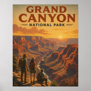 Affiche rétro du Parc national du Grand Canyon sty