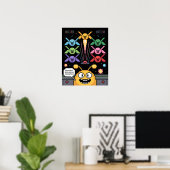 Affiche Rétro Galaga Galagans (Bureau à domicile)