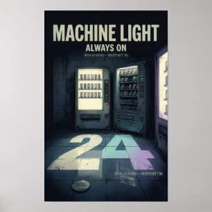 Affiche rétro Machine Light Always On 11x17