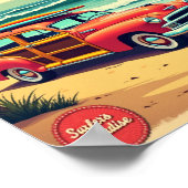 Affiche Rétro Malibu – Paradis du Surfeur (Coin)