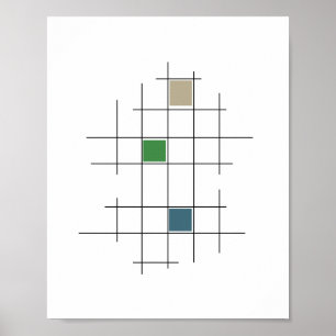 Affiche Rétro Moderne Milieu de Siècle Hachurée