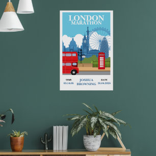 Affiche rétro personnalisée du Marathon de Londres