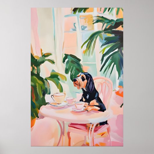 Affiche Rétro Pointer à poil dur allemand, Alleman (Devant)