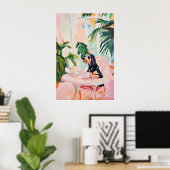 Affiche Rétro Pointer à poil dur allemand, Alleman (Bureau à domicile)