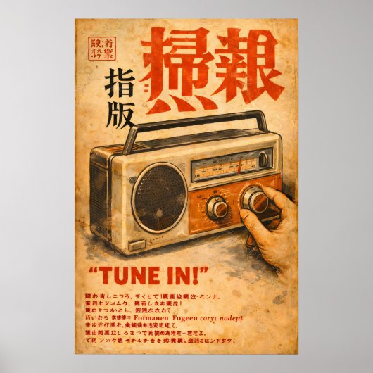 Affiche Rétro Radio Japonaise, Diffusion Vintage (Devant)