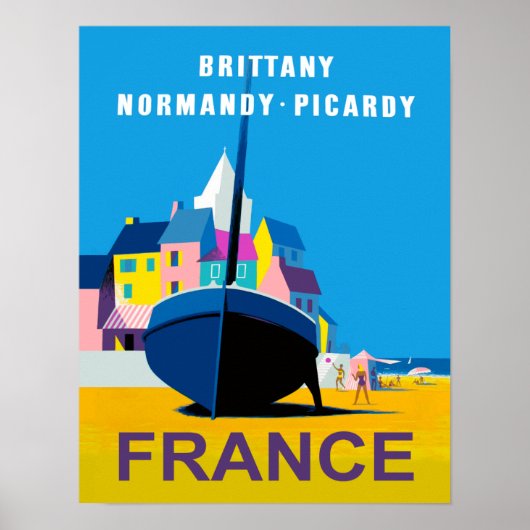 Affiche Retro Travel pour la Normandie, France (Devant)