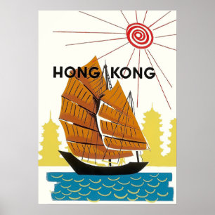 Affiche rétro Vintage voyage de Hong Kong