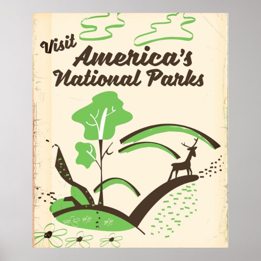 Affiche rétro « Visitez les parcs nationaux d'Amér (Devant)