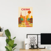 Affiche Rétro Voyage Chine Shanghai (Bureau à domicile)